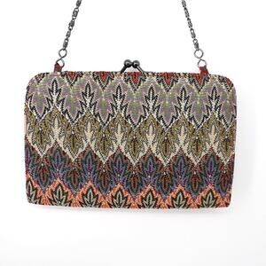 Luna Llena Handbag Women Chevron Zip Zag Multicolor Shimmer Purse Satchel Bag